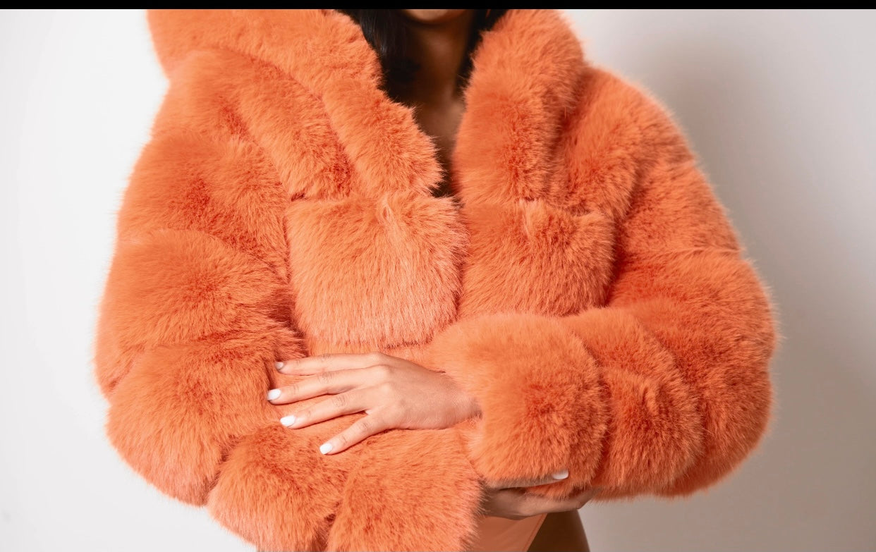 Faux Rabbit Fur - Orange